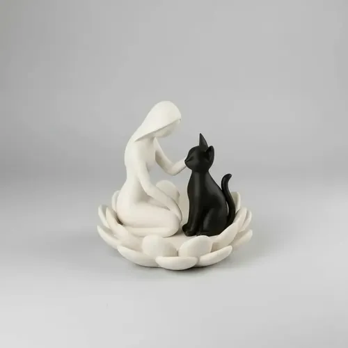 Escultura Elegante Prints Patro - Estilo De Mujer Y Gato - Foto 2