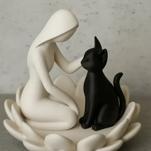 Escultura Elegante Prints Patro - Estilo De Mujer Y Gato - Foto 3