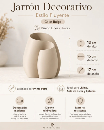 Decoración Elegante Prints Patro - Jarrón Estilo Fluyente - Foto 3