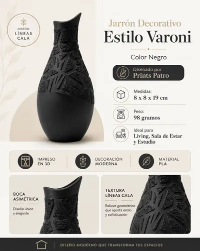Decoración Elegante Prints Patro - Jarrón Estilo Varoni Cala - Foto 4