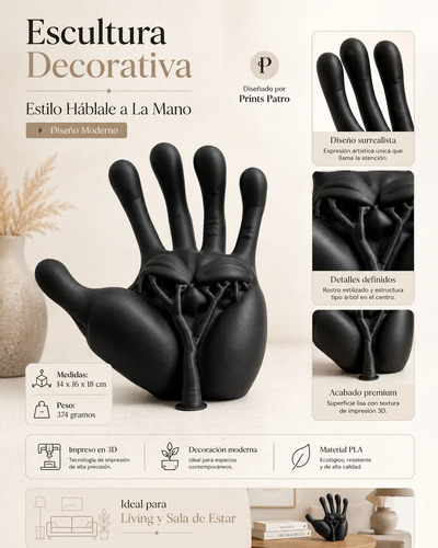 Escultura Elegante Prints Patro - Estilo Háblale A La Mano - Foto 4