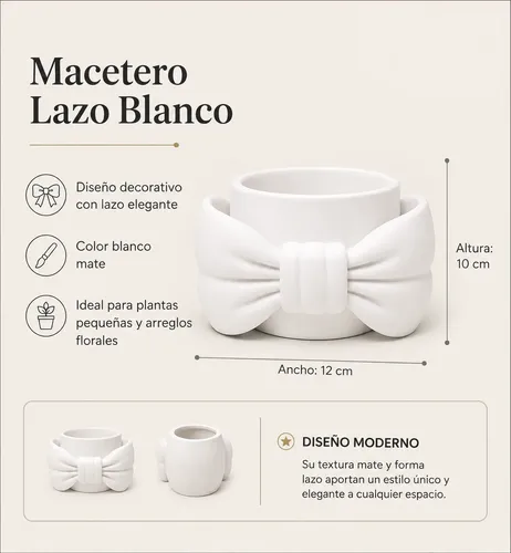 Macetero Decorativo Hogar- Forma Lazo 9 Cm Burdeo - Foto 2