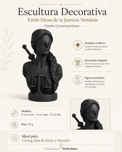 Escultura Prints Patro - Diosa De La Justicia Vendada - Foto 4