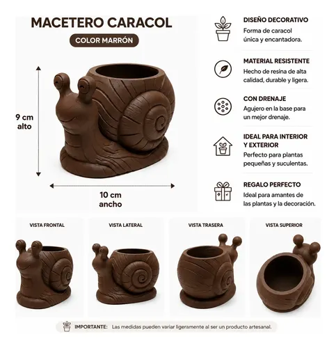 Macetero Decorativo Hogar- Forma Caracol 9 Cm - Foto 2