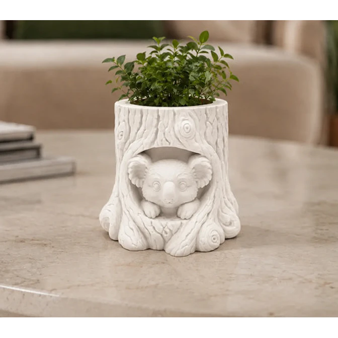 Macetero Decorativo Hogar- Forma Koala 10 Cm Marrón 4