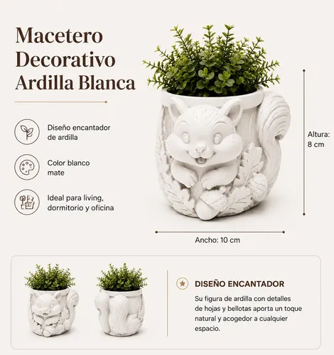 Macetero Decorativo Hogar- Forma Ardilla Tierna 8 Cm - Foto 2