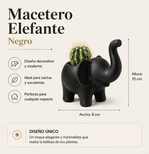 Macetero Decorativo Hogar- Forma Elefante 10 Cm Blanco - Foto 2