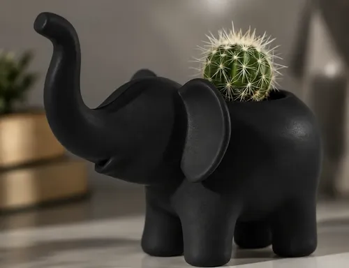 Macetero Decorativo Hogar- Forma Elefante 10 Cm Blanco - Foto 3