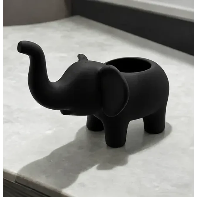Macetero Decorativo Hogar- Forma Elefante 10 Cm Blanco 4