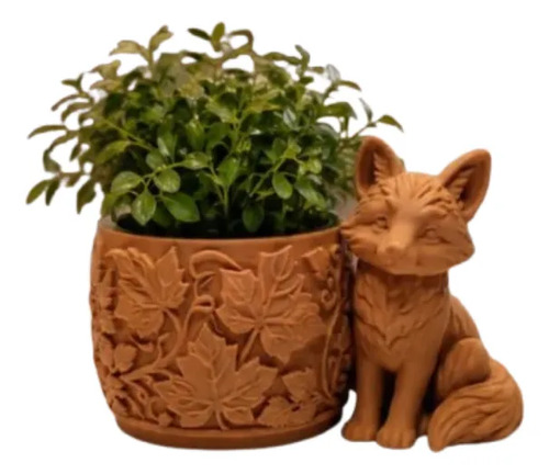 Macetero Decorativo Hogar- Forma Zorro 7,5 Cm Marrón