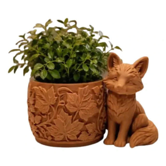 Macetero Decorativo Hogar- Forma Zorro 7,5 Cm Marrón