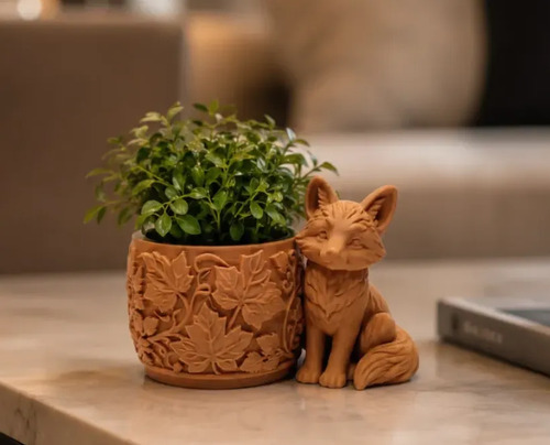 Macetero Decorativo Hogar- Forma Zorro 7,5 Cm Marrón - Foto 3
