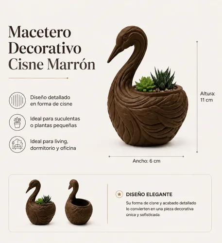 Macetero Decorativo Hogar- Forma Cisne Elegante 11 Cm - Foto 2