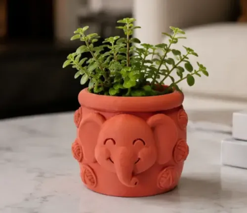 Macetero Decorativo Hogar- Forma Elefante Trompita 8 Cm Nara - Foto 3