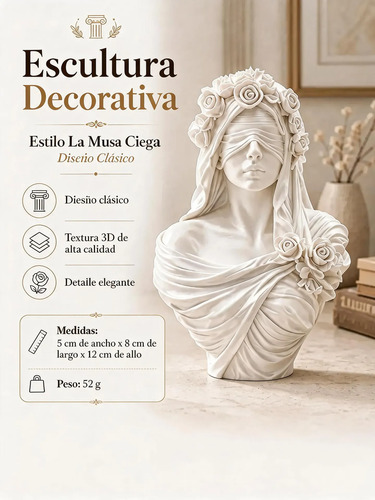 Escultura Elegante Prints Patro - Estilo La Musa Ciega