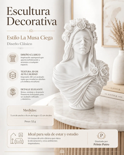 Escultura Elegante Prints Patro - Estilo La Musa Ciega - Foto 4