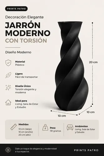 Decoración Elegante Prints Patro -jarrón Moderno Con Torsión - Foto 5