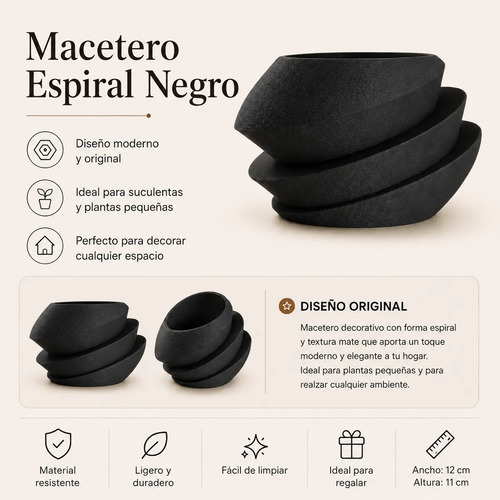 Macetero Decorativo Hogar- Forma Ovni 11 Cm - Foto 2
