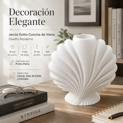 Decoración  Prints Patro - Jarrón Estilo Concha De Vieira - Foto 4