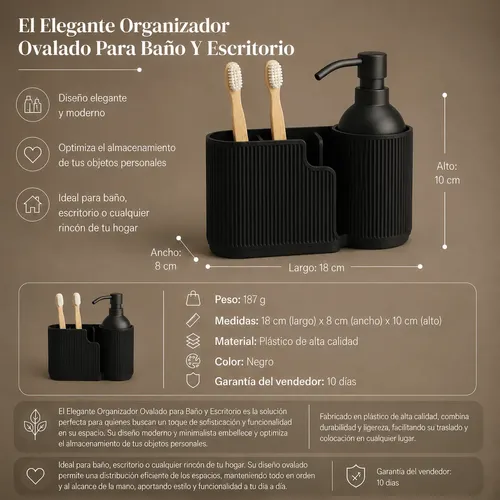 El Elegante Organizador Ovalado Para Baño Y Escritorio - Foto 4