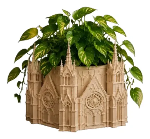 Macetero Decorativo Hogar- Forma Catedral 13 Cm