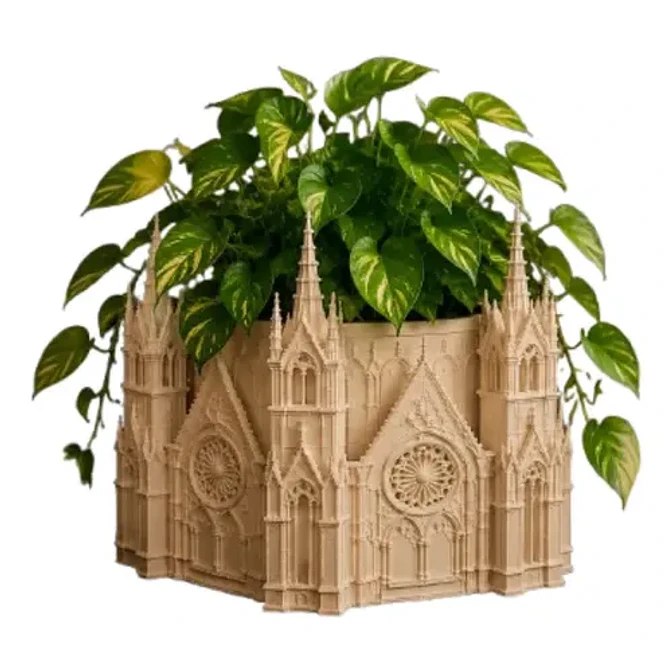 Macetero Decorativo Hogar- Forma Catedral 13 Cm 1