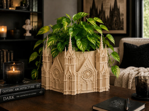 Macetero Decorativo Hogar- Forma Catedral 13 Cm - Foto 3