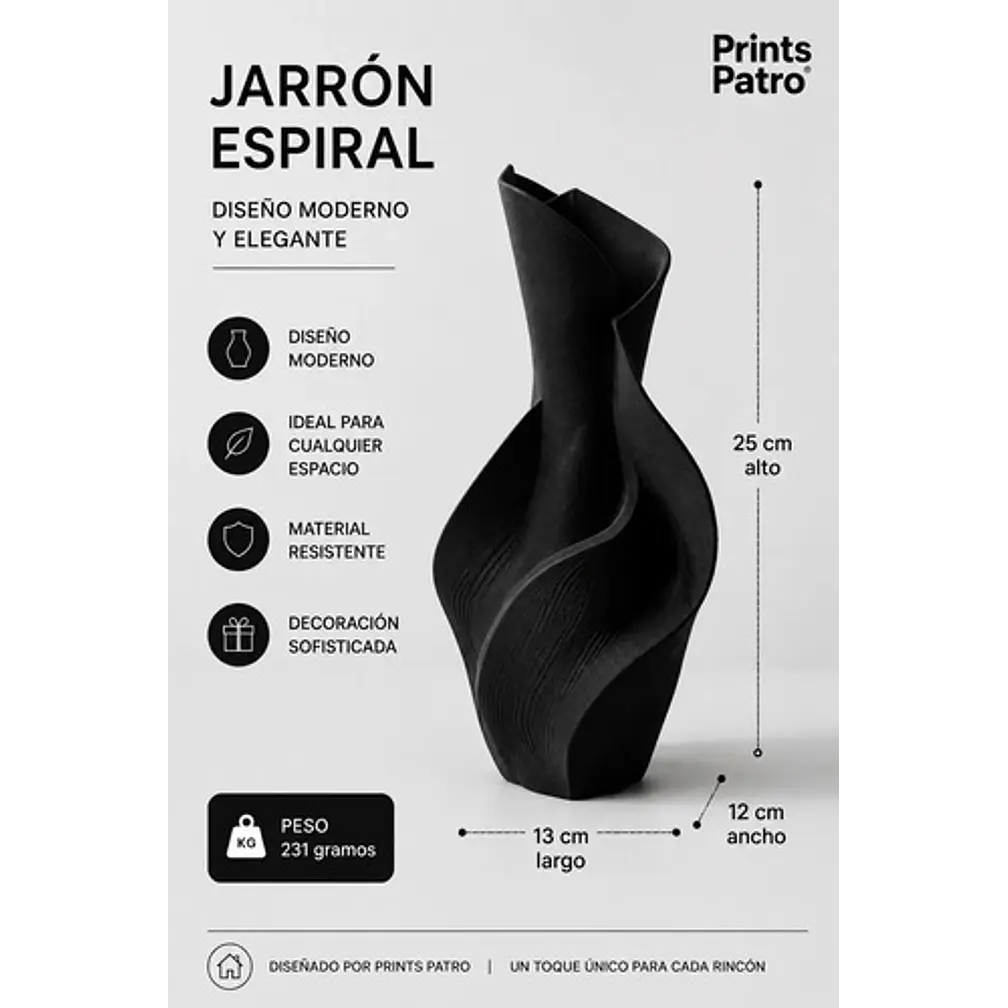 Decoración Elegante Prints Patro - Jarrón Espiral Serenora 4