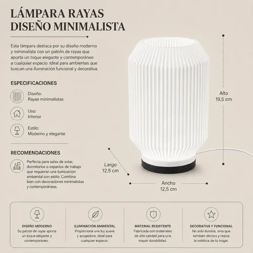 Lámpara Rayas Diseño Minimalista - Foto 4