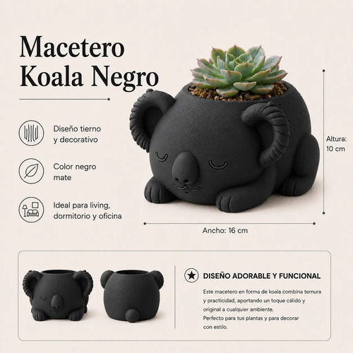 Macetero Decorativo Hogar- Koala Durmiente 10 Cm - Foto 2