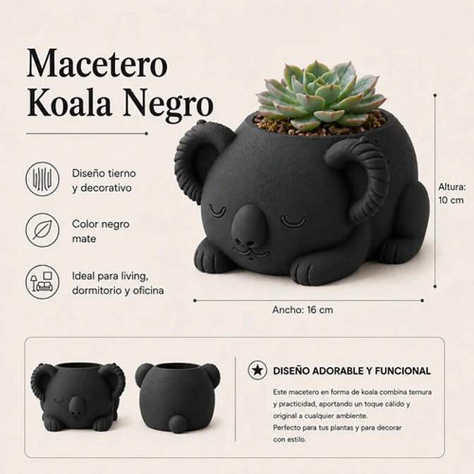 Macetero Decorativo Hogar- Koala Durmiente 10 Cm 2