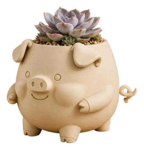 Macetero Decorativo Hogar- Forma Cerdito 13 Cm