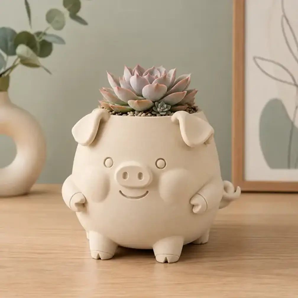 Macetero Decorativo Hogar- Forma Cerdito 13 Cm 5