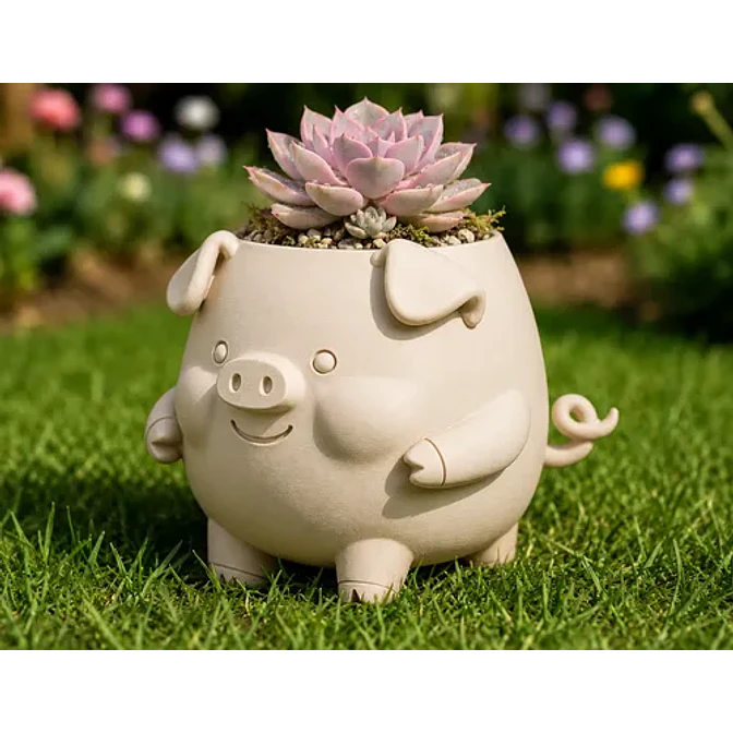 Macetero Decorativo Hogar- Forma Cerdito 13 Cm 6