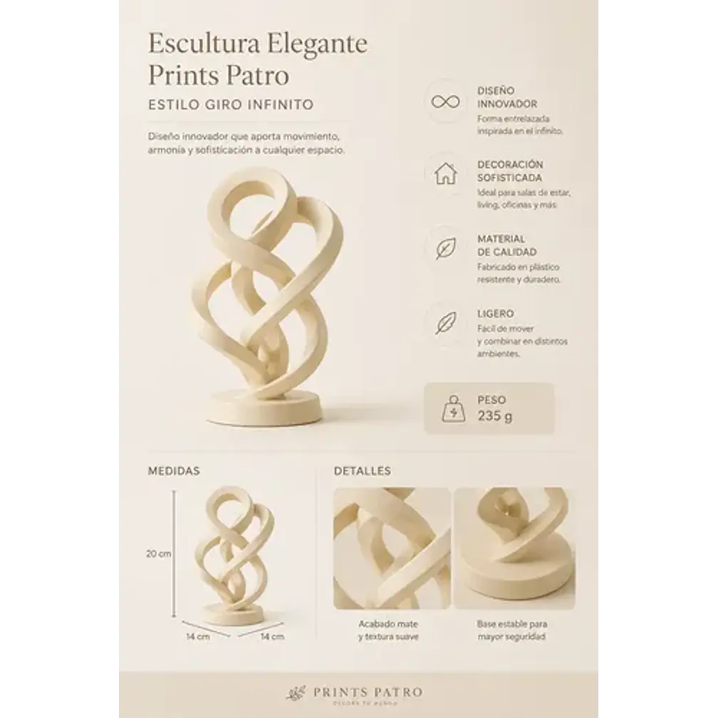 Escultura Elegante Prints Patro - Estilo Giro Infinito 4