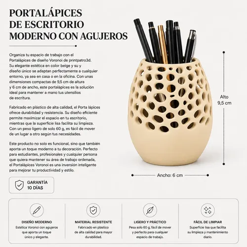 Portalápices De Escritorio Moderno Diseño De Agujeros - Foto 4