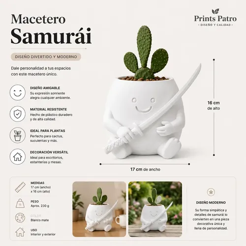 Macetero Decorativo Hogar- Forma Samurái 16 Cm - Foto 2