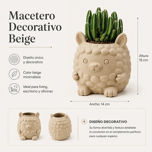 Macetero Decorativo Hogar- Forma Llamita 15 Cm