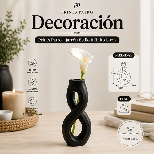 Decoración Prints Patro - Jarrón Estilo Infinito Loop - Foto 2