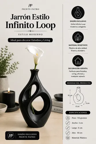 Decoración Prints Patro - Jarrón Estilo Infinito Loop - Foto 4