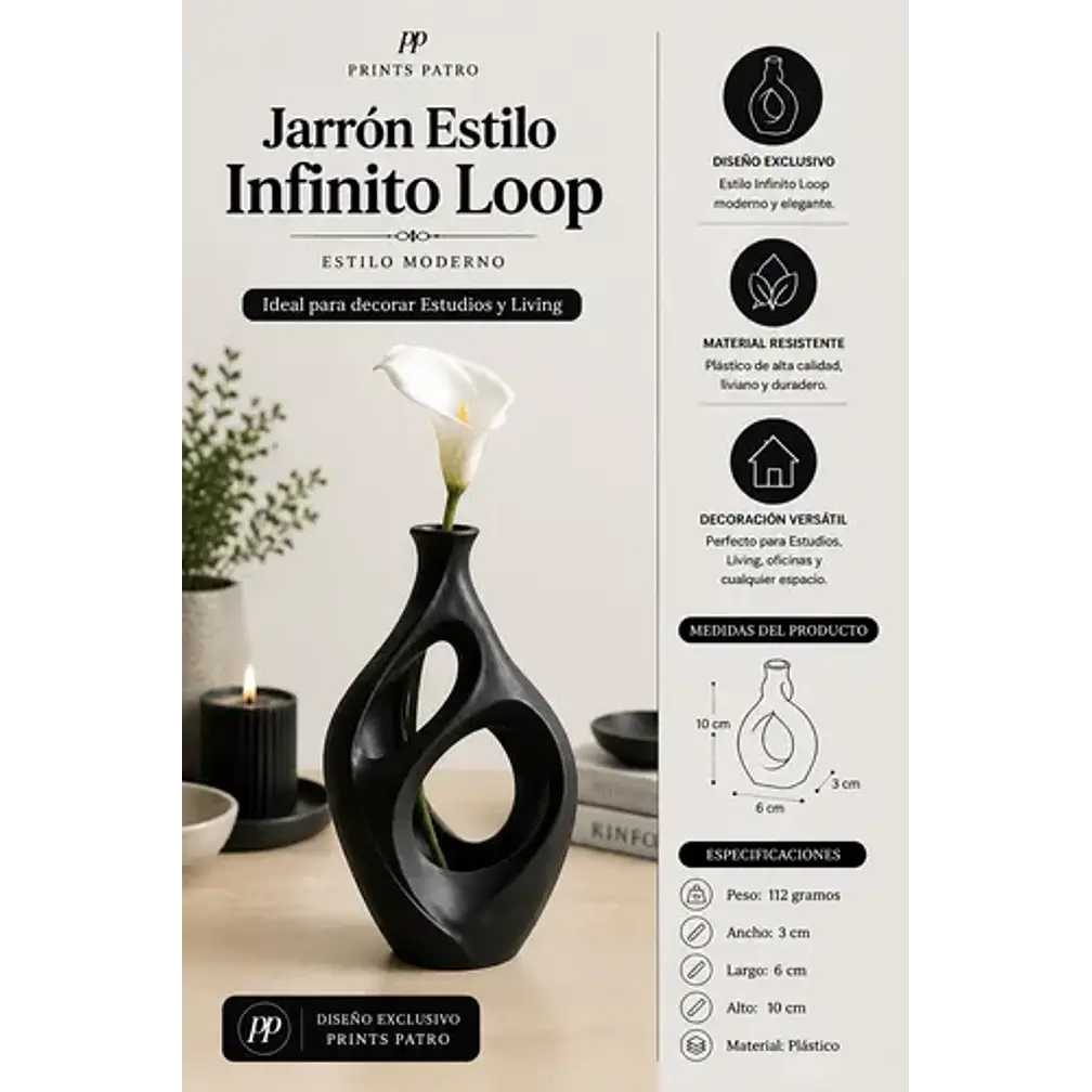 Decoración Prints Patro - Jarrón Estilo Infinito Loop 4