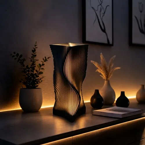 Lámpara De Mesa Nórdica Diseño Orgánico Ondulada 3d - Foto 2