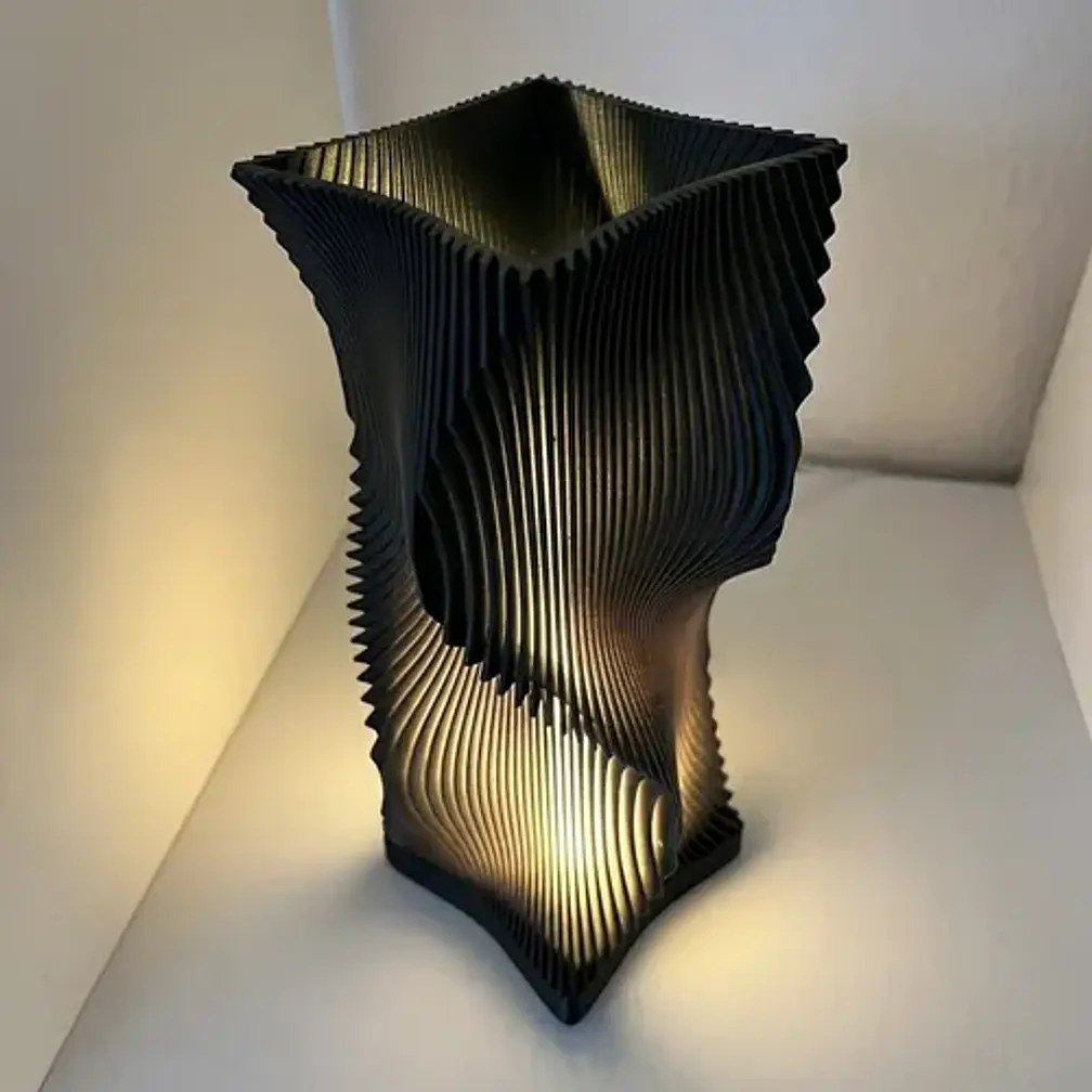 Lámpara De Mesa Nórdica Diseño Orgánico Ondulada 3d 3