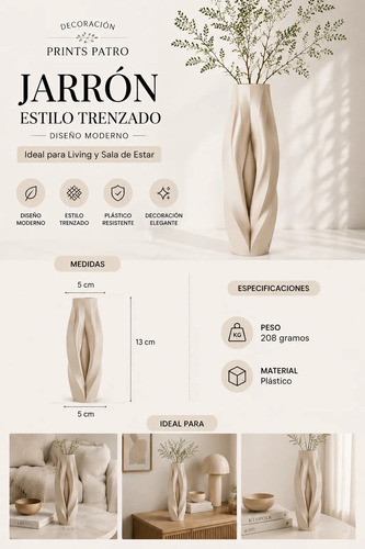 Decoración Prints Patro - Jarrón Estilo Trenzado - Foto 5