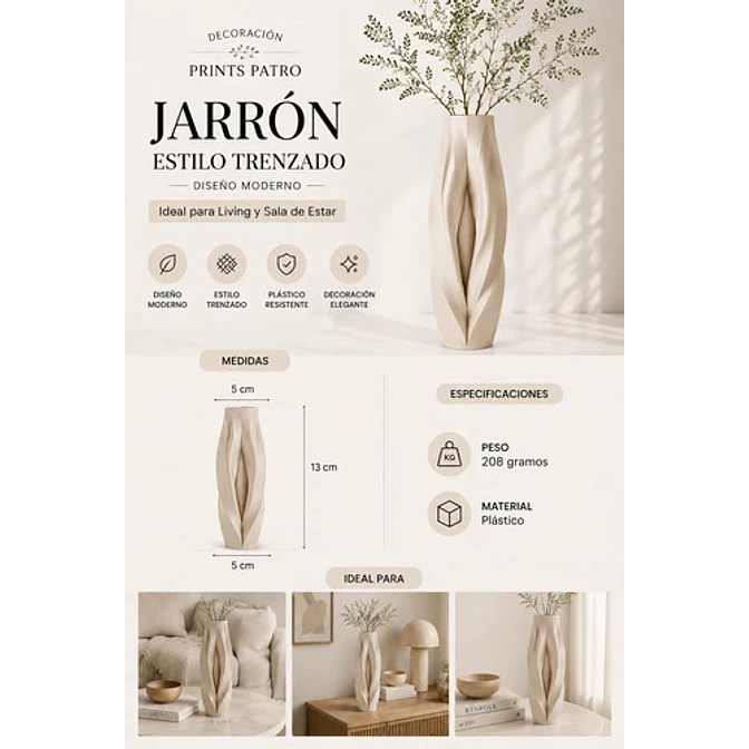 Decoración Prints Patro - Jarrón Estilo Trenzado 5