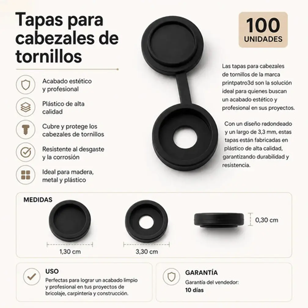 Tapas Para Cabezales De Tornillos (100 Un) 4