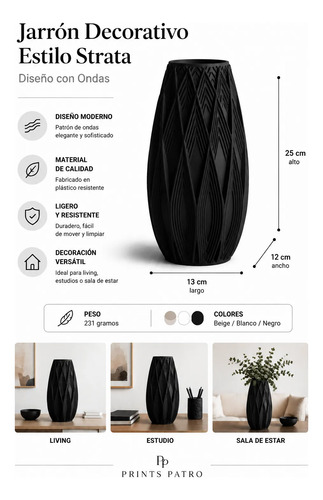 Decoración Prints Patro - Jarrón Estilo Strata - Foto 4