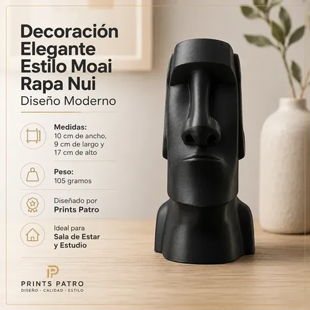 Escultura Elegante Prints Patro - Estilo Moai Rapa Nui