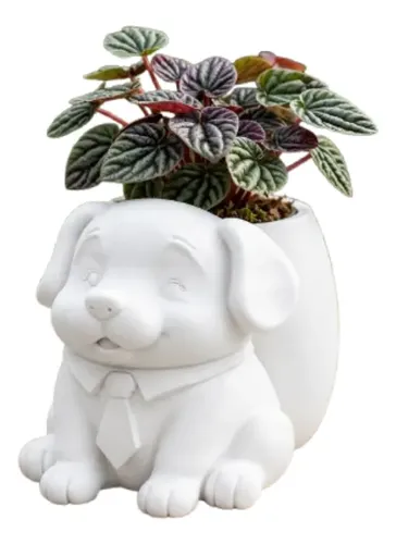 Macetero Decorativo Hogar- Perrito Oficinista 20 Cm