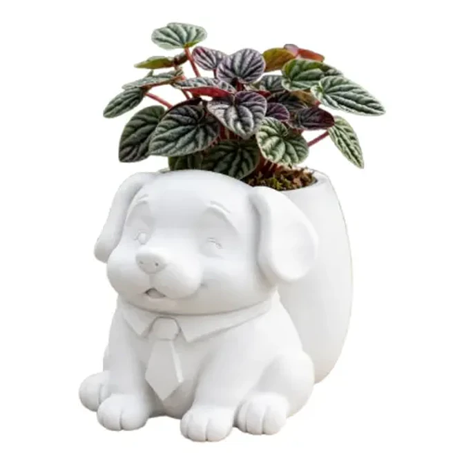 Macetero Decorativo Hogar- Perrito Oficinista 20 Cm 1